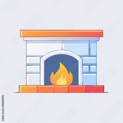 Simple Pixel Art Fireplace Illustration