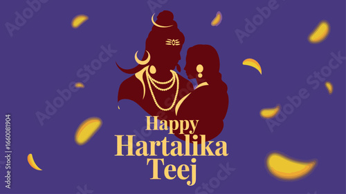 Happy Hartalika Teej with Lord Shiva and Goddess Parvati Illustration