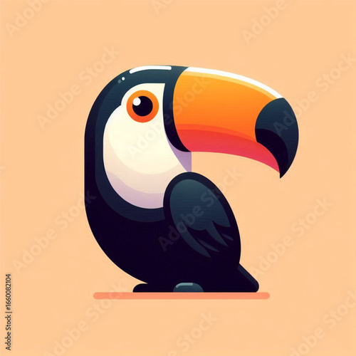 Colorful toucan portrait with vibrant beak against a soft pastel background, ideal for nature themes