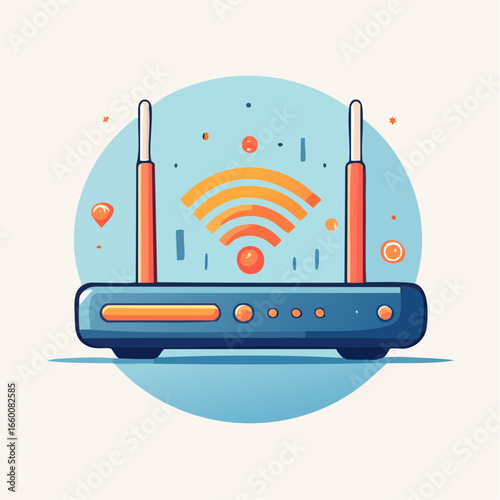 Modern Wireless Router Illustration