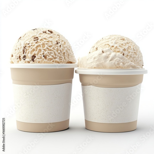 Wallpaper Mural Ice cream tub mockup with vanilla scoops isolated on white background Torontodigital.ca