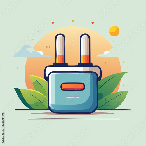 Pastel Electric Plug Illustration With Nature Background