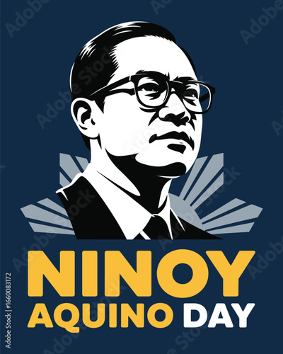 Ninoy Aquino Day Tribute with Portrait Illustration