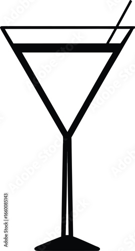 Cocktail glass icon martini glass with ice silhouette alcohol vector