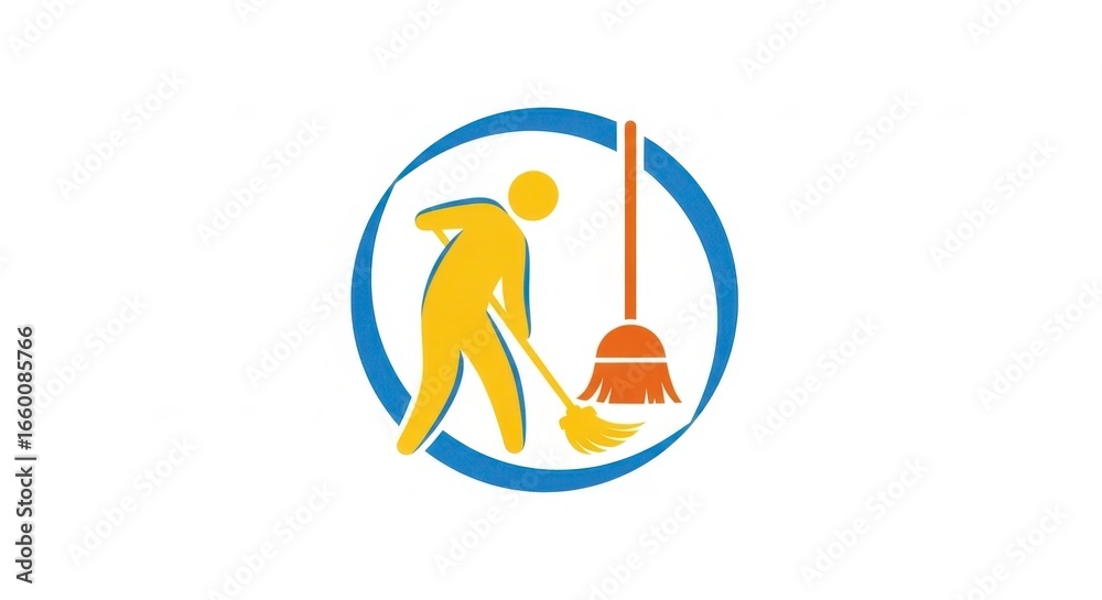 Fototapeta premium Cleaning Service Icon: Professional Janitorial Symbol