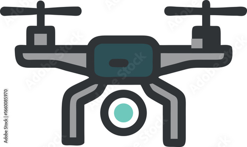 Drone’s View a modern drone, designed for aerial photography and videography, is captured in a clean, icon-style illustration, ideal for tech-related and media concepts.