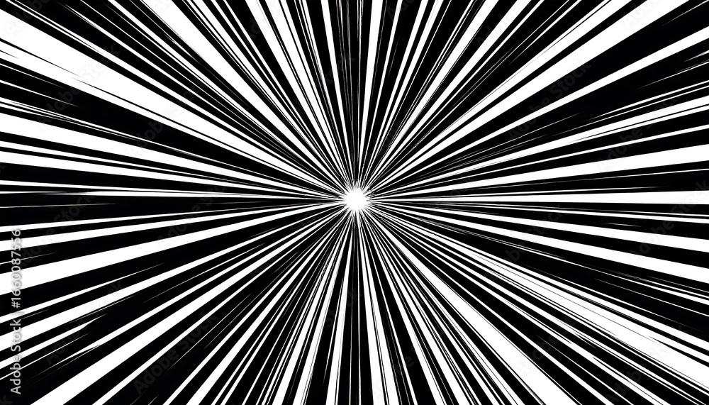 Obraz premium A dynamic radiating pattern of black and white lines creates a powerful visual effect.
