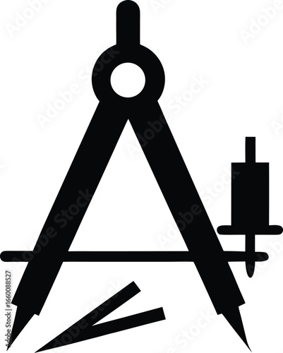 Drafting compass icon set architect architecture drawing tool vector symbol measure geometry