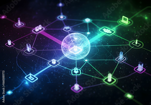 Abstract Cloud Computing Data Network Visualization