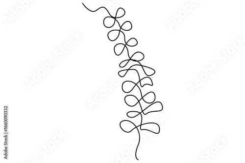 Continuous line vector drawing of botanical leaves one line contour illustration