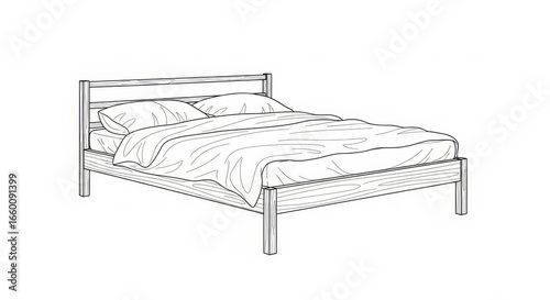 Simple Bed Frame Illustration, Minimalist Design