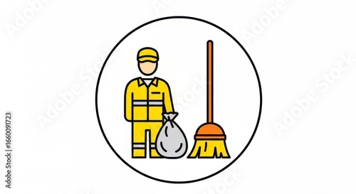 Sanitation Worker Icon: Cleaning, Hygiene, and Public Health