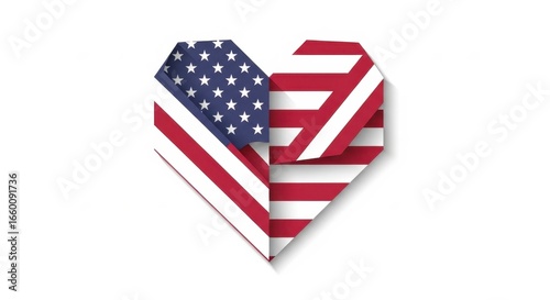 Patriotic Origami Heart: USA Flag Symbolism