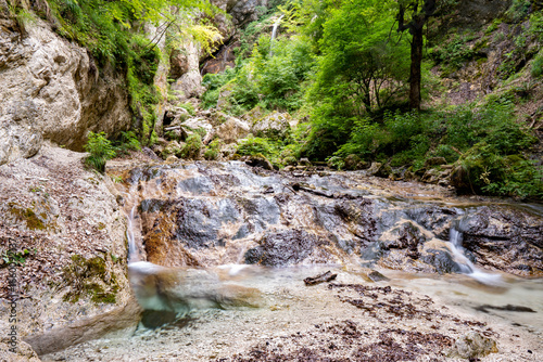 Italy Abruzzo Val Fondillo, summer trekking and hiking on nature trails fairy waterfalls cascate delle fate