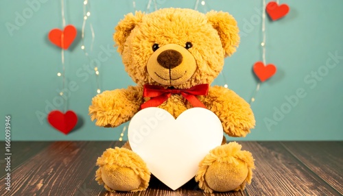 Teddy bear holding heart valentine's day love gift present romance adorable cute