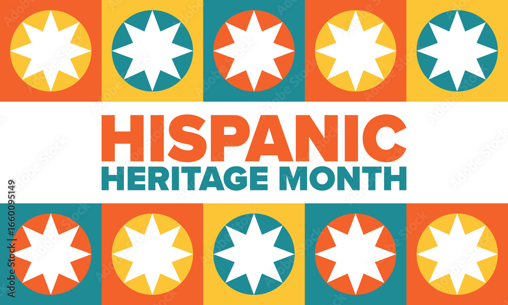Fototapeta premium National Hispanic Heritage Month in September and October. Hispanic and Latino Americans culture. Celebrate annual in United States. Poster, card, banner and background. Vector illustration