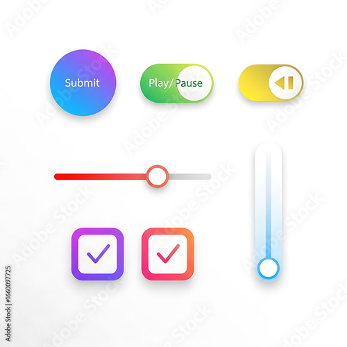 Wallpaper Mural Set of colorful user interface elements isolated on white background Torontodigital.ca