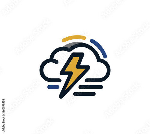 Cloud lightning wind icon weather graphic