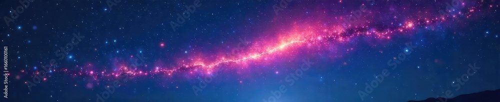Obraz premium Breathtaking Starry Night Sky with Vibrant Light Streak - Magical, Dreamy, Wish-Making Scene