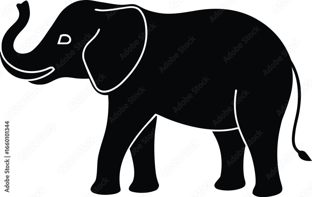 Fototapeta premium Elephant silhouette vector illustration on white background