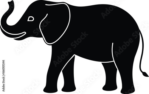 Elephant silhouette vector illustration on white background