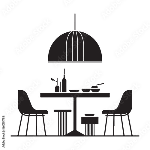 Minimalist Dining Table and Chairs Vector Silhouette