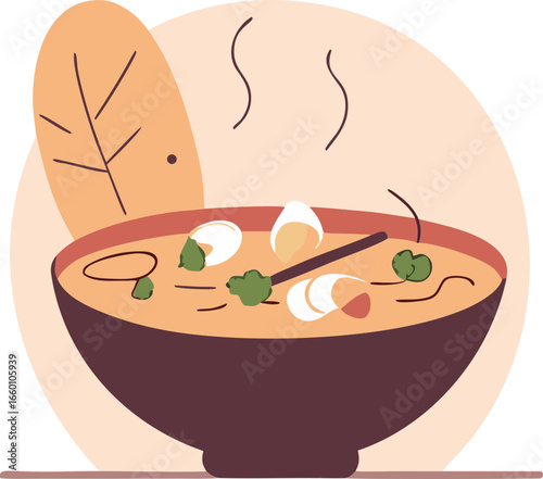 Steaming Asian Noodle Soup