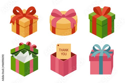 Minimal gift box, festive season vector icons