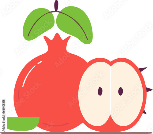 Pomegranate and Apple Illustration