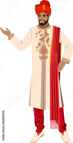 Indian groom in wedding suit