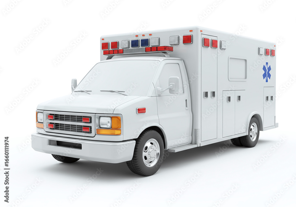 Naklejka premium Modern White Ambulance Vehicle Mockup - Emergency Services
