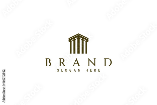 four column pillar building logo in gold luxury flat vector design style