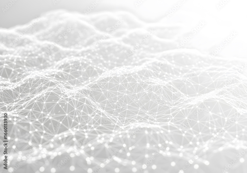 Fototapeta premium Abstract White 3D Mesh Background with Dots