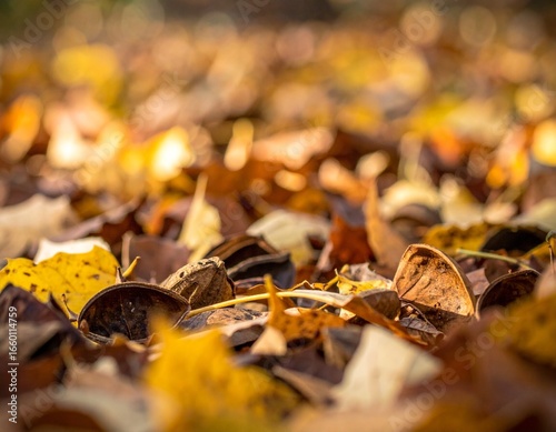 Wallpaper Mural Scattered Broken Seed Pods on Thick Leaf Litter
 Torontodigital.ca
