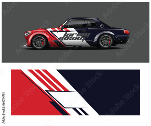 Red White and Blue Race Car Design with Matching Wrap Template