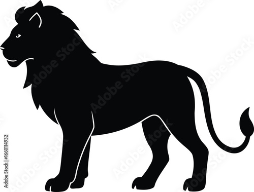 Lion - Black and White Isolated Icon - Vector illustration