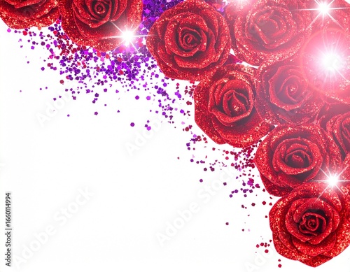 Wallpaper Mural Red and Purple Glitter Rose Petals Confetti on white Background
 Torontodigital.ca