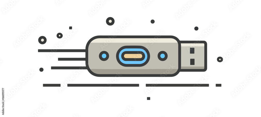 Fototapeta premium Stylish grey usb flash drive icon