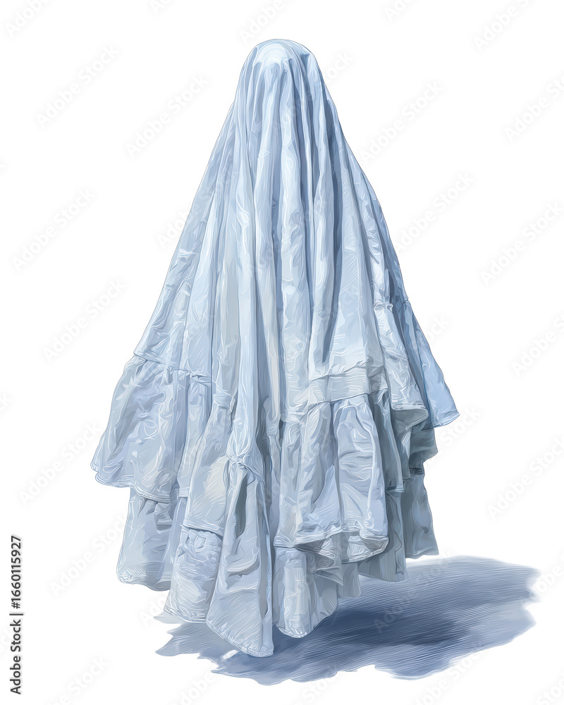 Fototapeta premium Watercolor ghost bride silhouette isolated on transparent background