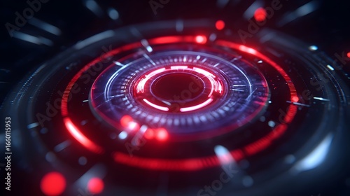 Wallpaper Mural Futuristic digital interface with glowing radial display Torontodigital.ca