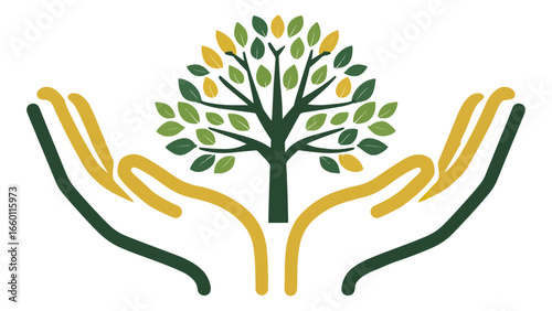 Tree held in hands illustration