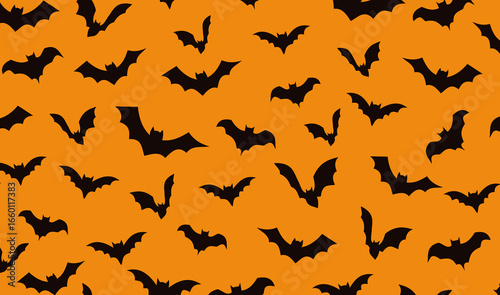 Seamless Bat Silhouette Pattern. Spooky Halloween Background Design. Cute Holiday Texture Perfect for Gift Wrapping, Home Decor and Textiles