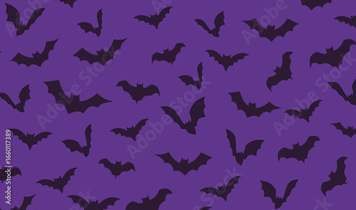 Seamless Bat Silhouette Pattern. Spooky Halloween Background Design. Cute Holiday Texture Perfect for Gift Wrapping, Home Decor and Textiles