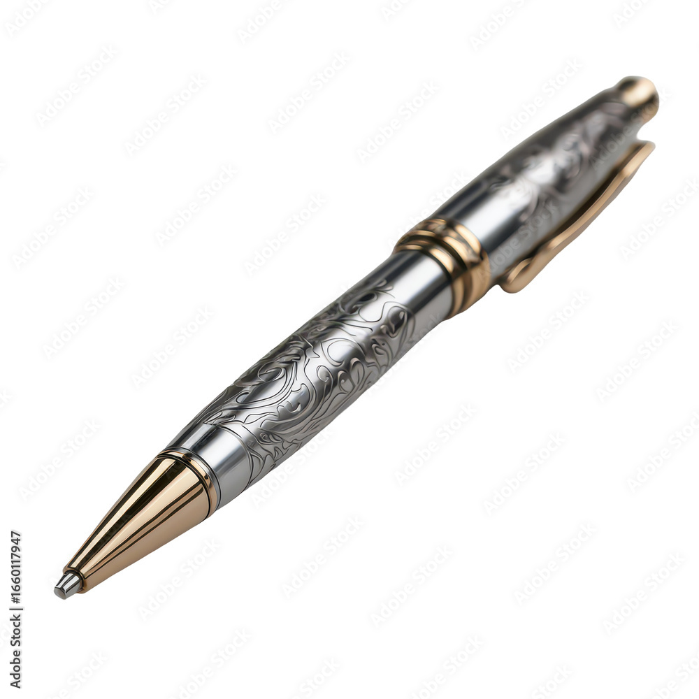 Naklejka premium Metallic engraved pen isoleted on transparent background .