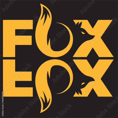 A striking yellow and black graphic logo featuring a stylized fox with a prominent bushy tail and sharp features.