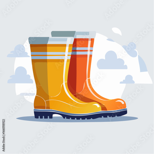 Pair Of Colorful Rubber Work Boots