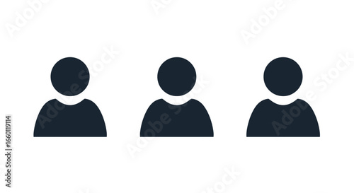 Three identical person icons in a row on a white background