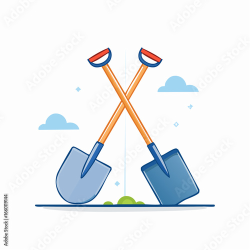 Crossed Shovels Illustration Design