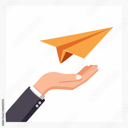 Hand Holding Paper Airplane