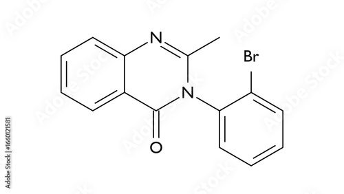 Bild auf Leinwand mebroqualone molecule, structural chemical formula, ball-and-stick model, isolat